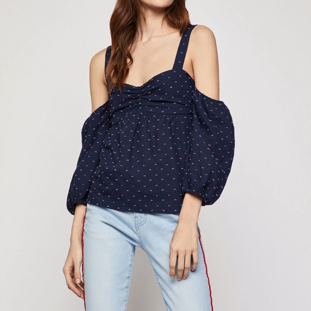 BCBGENERATION Cold Shoulder Dot Top